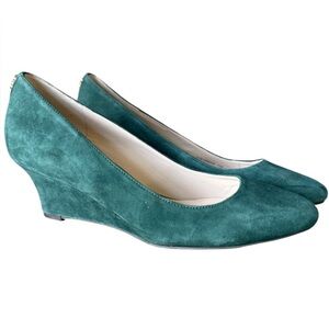 Cole Haan Lady wedge green suede shoe 7 1/2 NWOT  brand new never worn